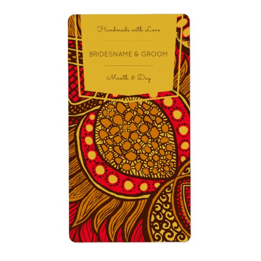 Étiquette Africain Ankara Blue Gold Floral Favoriser Étiquet (Devant)