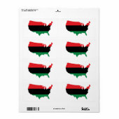 Étiquette Afro-Américain _ Couleurs rouge, noir et vert (Feuille entière)