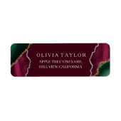 Étiquette Agate dorée bourgogne moderne Emerald Green Mariag (Devant)