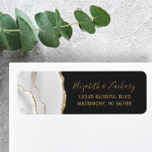 Étiquette Agate Grey White Gold Dark Mariage Adresse de reto