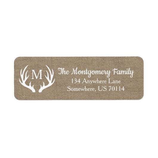 Étiquette Agritourisme rustique Pays Cerf Antlers Faux Burla (Devant)