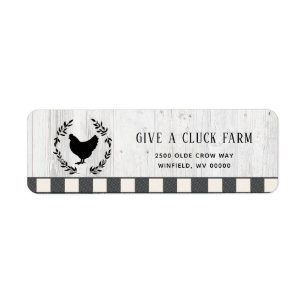 Étiquette Agritourisme Style noir blanc poulet Adresse de re