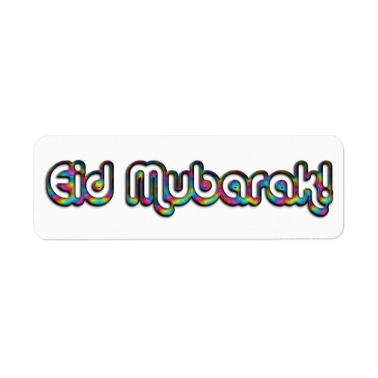 Étiquette Aïd Moubarak Salutation Arc-en-ciel Typographie (Devant)