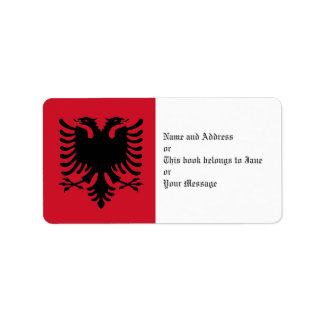 Étiquette Aigle De L'Albanie Drapeau Sur Le Nom Adresse Bali