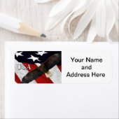 Étiquette Aigle et drapeau américain (En situation)