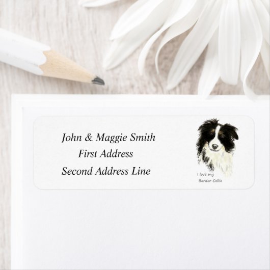 Étiquette Aimer ma frontière Collie Fun Citation Adresse per (En situation)