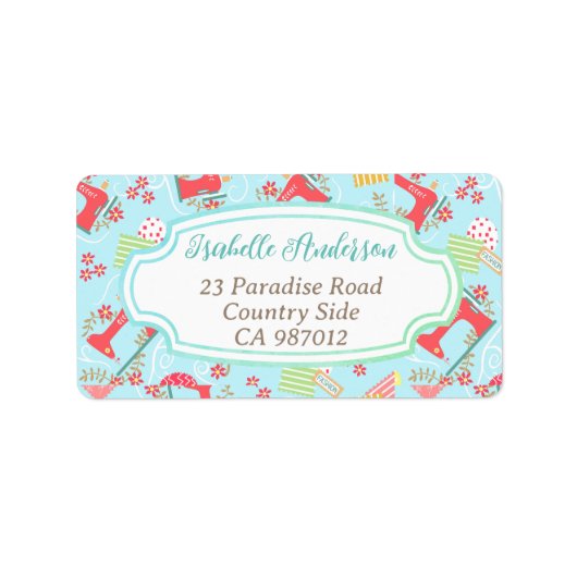 Étiquette Aimer Machine à coudre bleu (Devant)