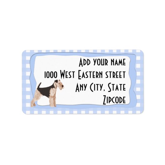 Étiquette Airedale Terrier En vichy bleu (Devant)