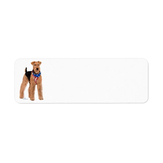 Étiquette Airedale Terrier Patriotique (Devant)