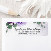 Étiquette Airy Purple et Silver Floral Boho Mariage Adresse (En situation)