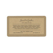 Étiquette Ajouter des ingrédients de calligraphie de marque  (Devant)