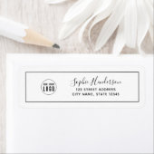 Étiquette Ajouter un logo Bordure noire Calligraphie Adresse (En situation)