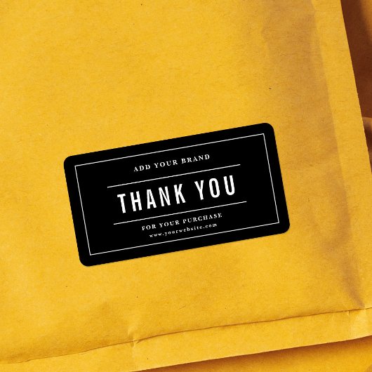 Étiquette Ajouter votre Merci de marque couleur blanche bord