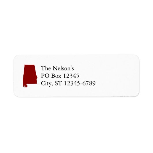 Étiquette Alabama de forme rouge foncé (Devant)