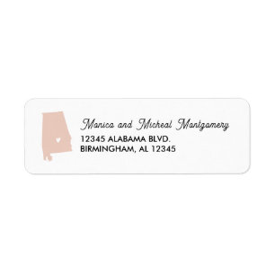 Étiquette Alabama State Map with Heart - N'IMPORTE QUELLE CO
