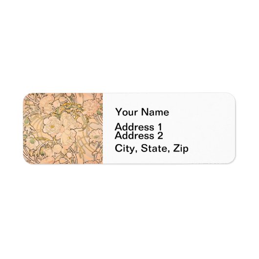 Étiquette Alfonse Mucha Art Nouveau Peonies (Devant)