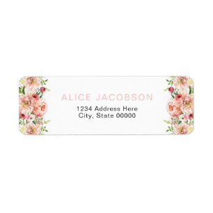 Étiquette ALICE Blush Spring Summer Floral Return Adresse
