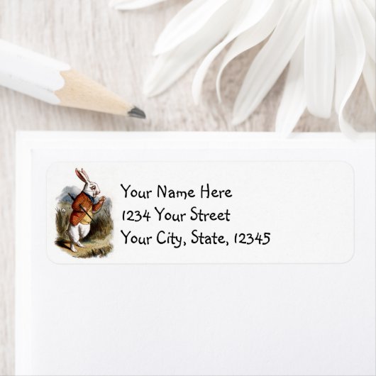 Étiquette Alice in Wonderland White Rabbit Retour Ajouter Ét (En situation)