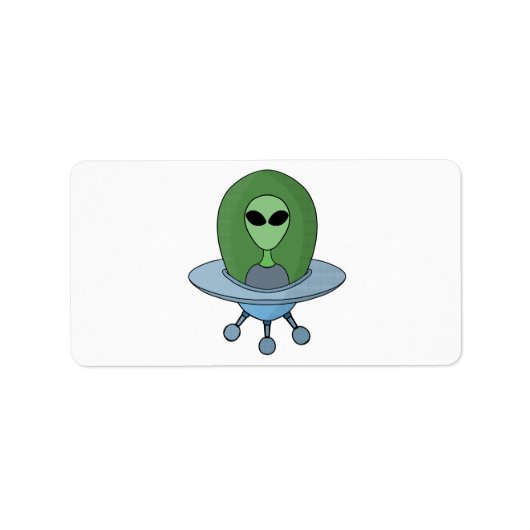 Étiquette Alien dans son petit vaisseau spatial (Devant)
