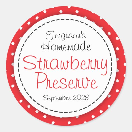 Étiquette alimentaire à confiture de fraise ronde  (Devant)