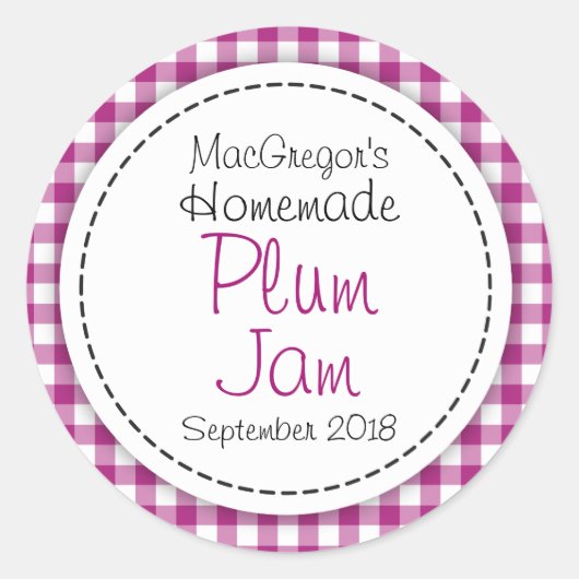Étiquette alimentaire à la confiture de prune rond (Devant)