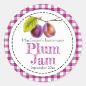 Étiquette alimentaire à la confiture de prune rond (Devant)