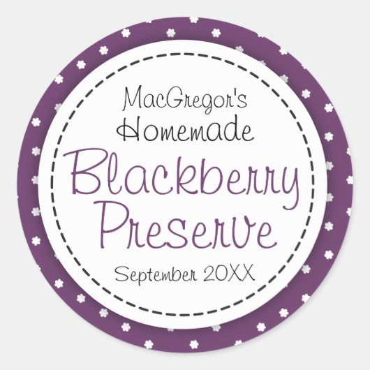 Étiquette alimentaire de confiture de mûre ronde o (Devant)