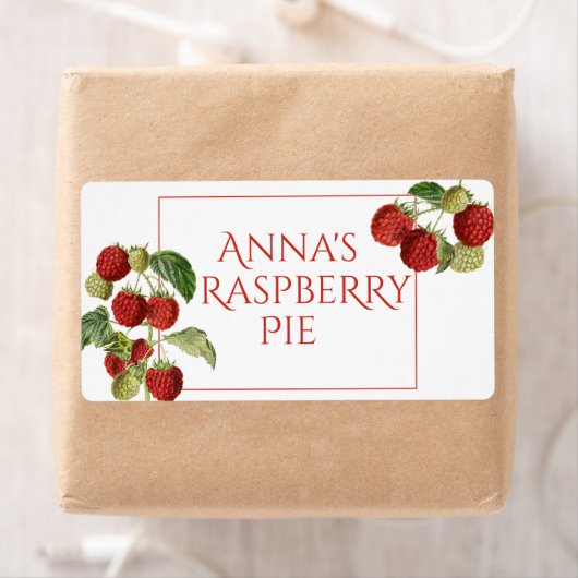 Étiquette alimentaire de framboise botanique (En situation)