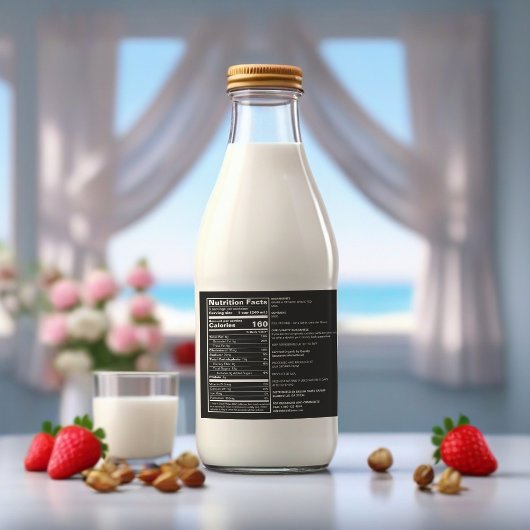 Étiquette alimentaire de lait noir sur mesure conf