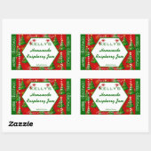 Étiquette alimentaire de Noël rouge et vert (Feuille)