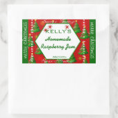 Étiquette alimentaire de Noël rouge et vert (Sac)