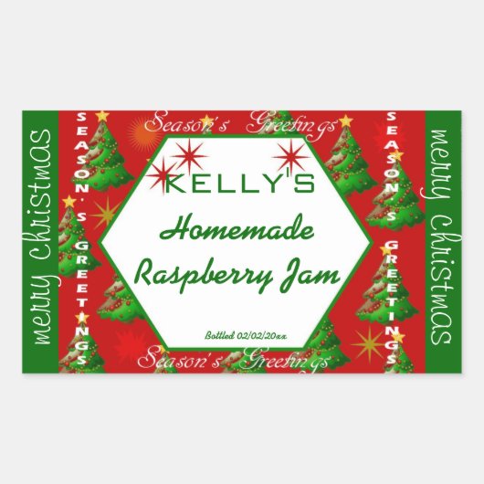 Étiquette alimentaire de Noël rouge et vert (Devant)