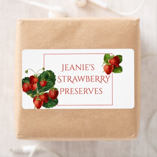 Étiquette alimentaire des réserves de fraises (En situation)