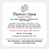 Étiquette alimentaire du chalet de Virginie (Devant)