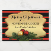 Étiquette alimentaire Festive Gold Striped Christm (Étiquettes simples)