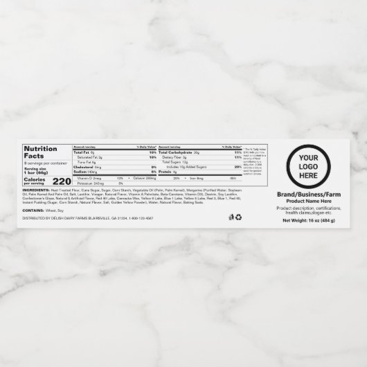 Étiquette alimentaire Générique Modifiable Prime N (Étiquettes simples)