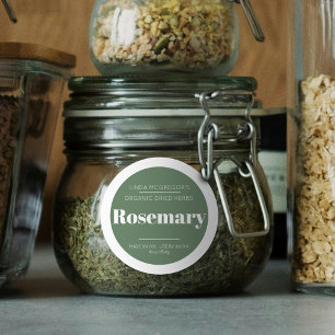 Étiquette alimentaire minimaliste de romarin blanc