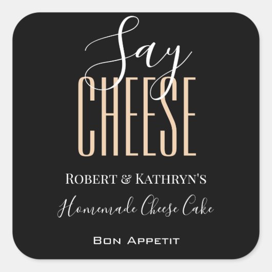 Étiquette alimentaire personnalisé "Say Cheese" (Devant)