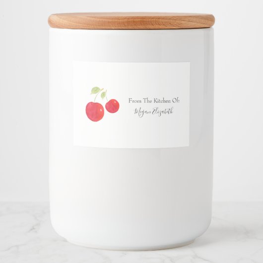 Étiquette alimentaire pour cerises d'aquarelle (Devant)