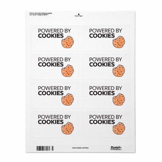 Étiquette Alimenté par des cookies (Feuille entière)