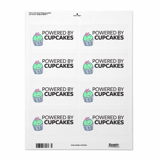 Étiquette Alimenté par des petits gâteaux (Feuille entière)