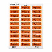 Étiquette Aliments biologiques Tags Orange (Feuille entière)