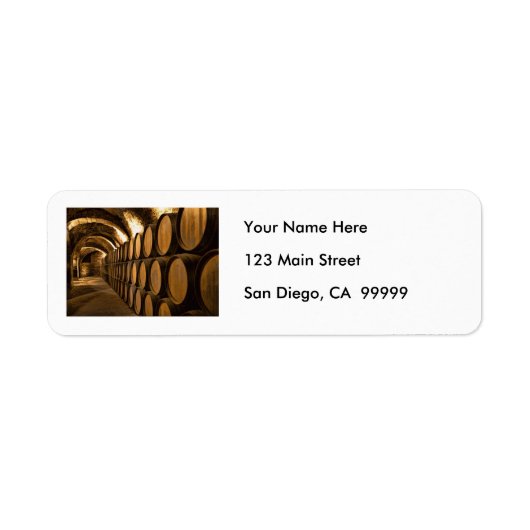 Étiquette Allée de tonneaux à la vinerie (Devant)