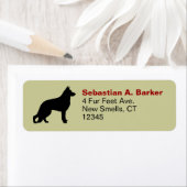 Étiquette Allemand Berger Chien GSD Silhouette Adresse de re (En situation)