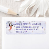 Étiquette Aller Skier Pour Skier De Noël Skier Dans La Neige (En situation)