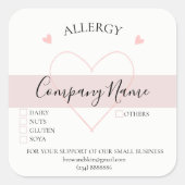 Étiquette ALLERGIE maison personnalisé (Devant)