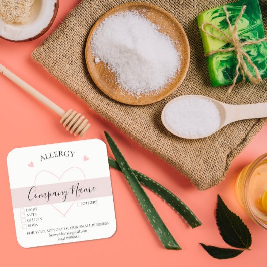 Étiquette ALLERGIE maison personnalisé