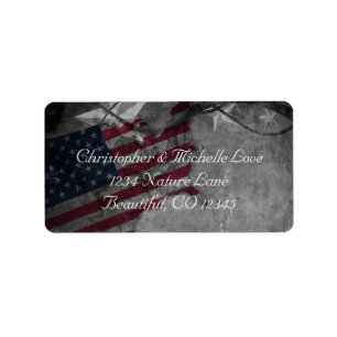 Étiquette Allocution du Patriotique US American Flag and Sta