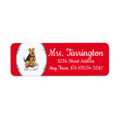 Étiquette Allons-y ! Welsh Terrier Dog avec laisse rouge drô (Devant)