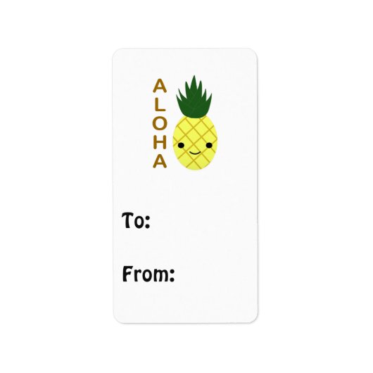 Étiquette Aloha Cute Kawaii Ananas (Devant)